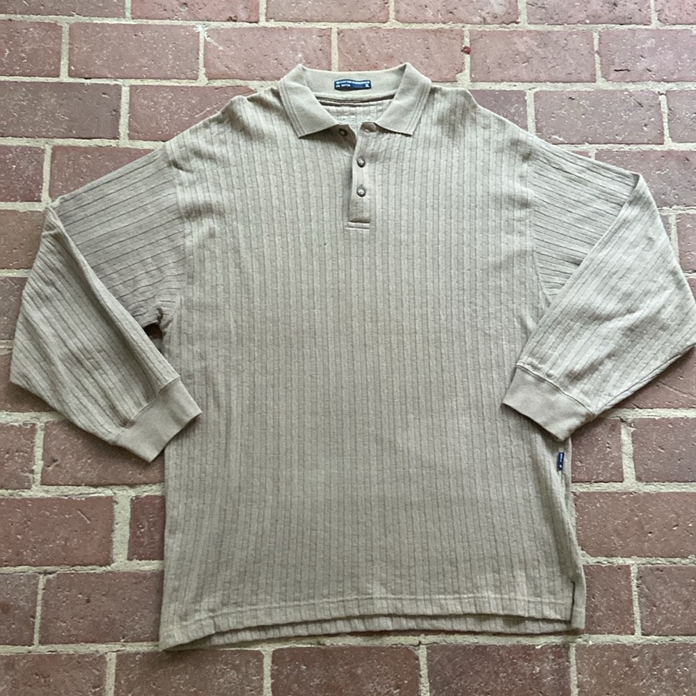 Reliq Men's 3 Button Tan Polo Shirt